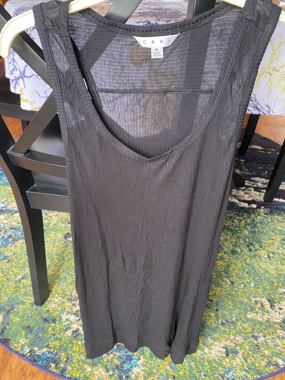 CAbi Black Ribbed Scoop Neck Tank #167